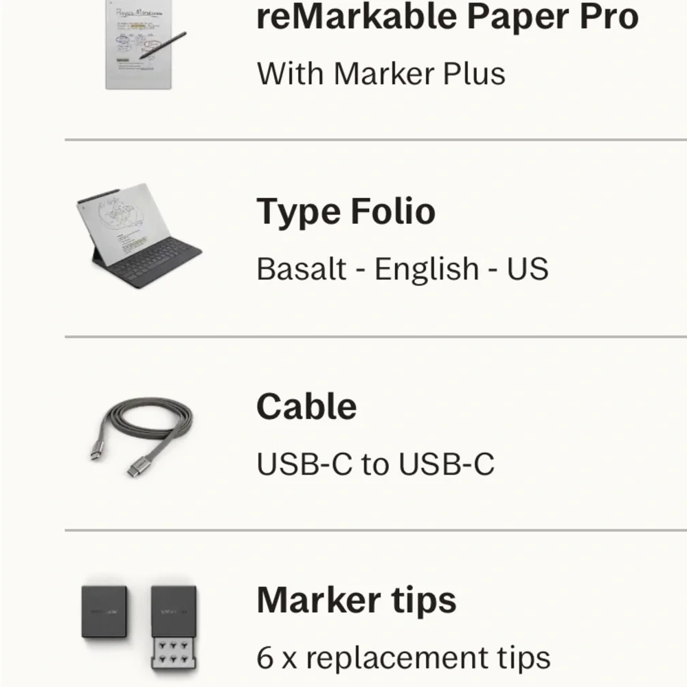reMarkable Paper Pro with Type Folio and upgraded marker plus
